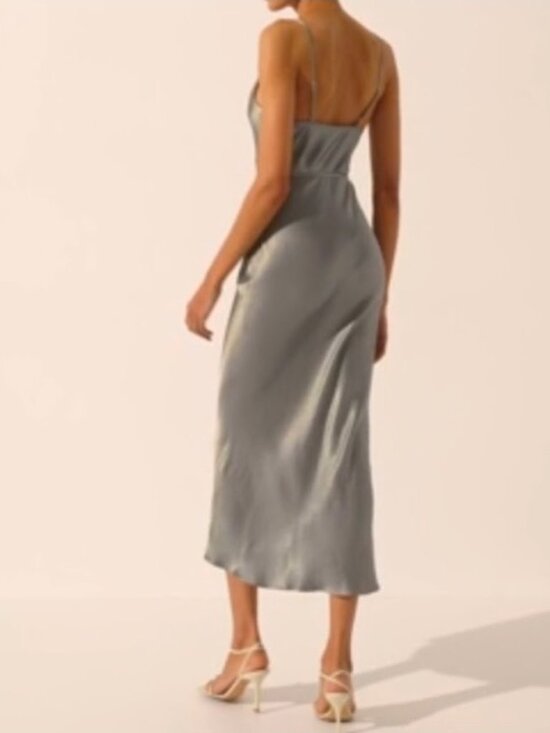 NWT Shona Joy La Lune Bias Cowl Midi Dress In Sage Size USA8 - Picture 3 of 15